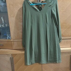 INC International Concepts Olive Long Sleeve Dress size small